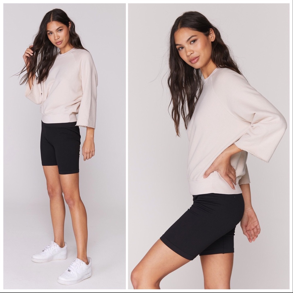 Spiritual Gangster Maya Cut Off Sweatshirt in Beige Size M - Picture 2 of 6